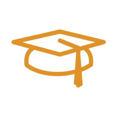 Graduation cap icon in harvest gold.