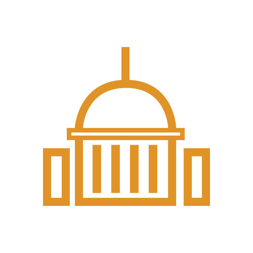 Political building icon in harvest gold.