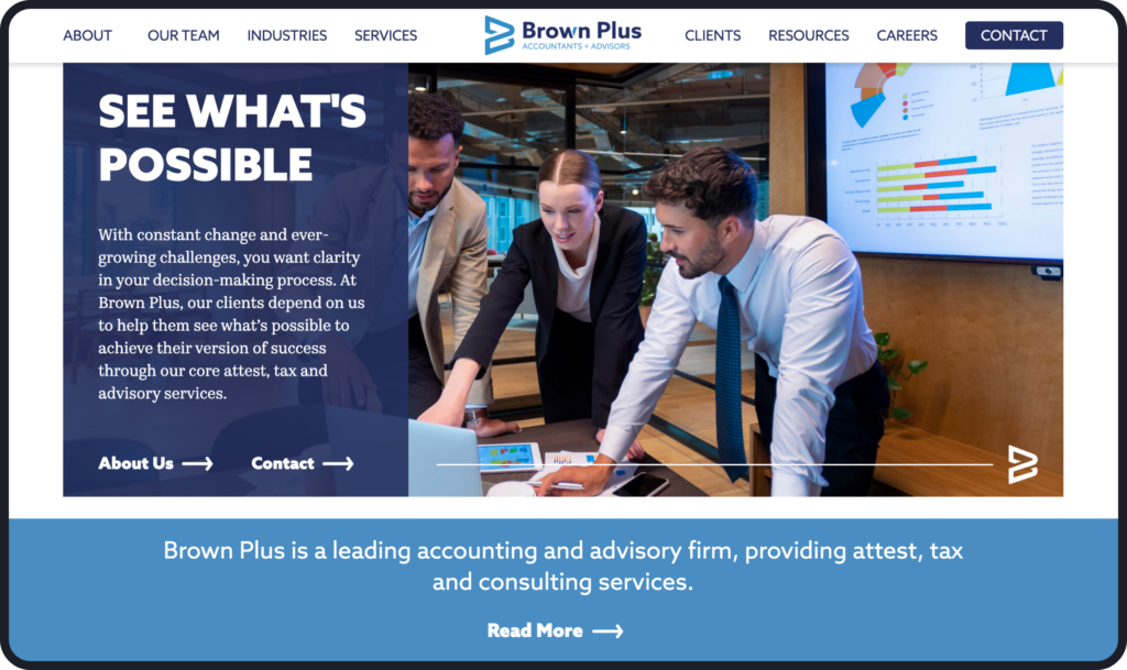 Brown Plus Accountants + Advisors Website Redesign