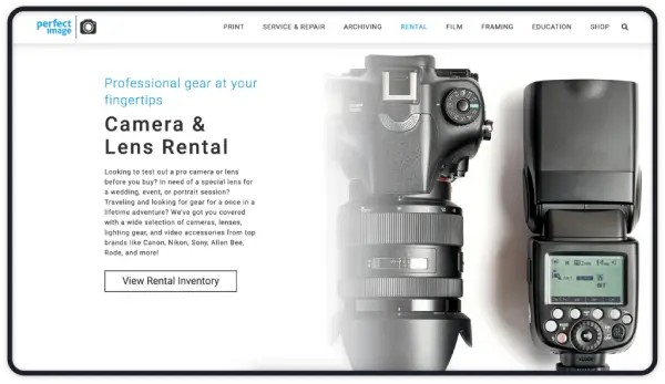 Perfect Image Camera Website Redesign & Custom Integration