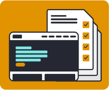 A website screen in front of documents depicting a checklist.