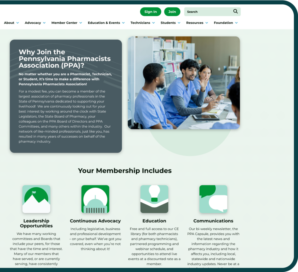 Desktop mockup of half of the Join page on the PPA website.
