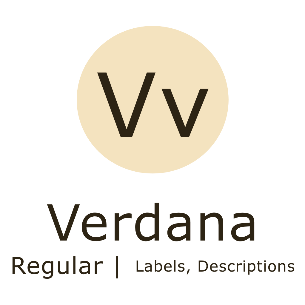 Typeface Verdana used in descriptions and labels