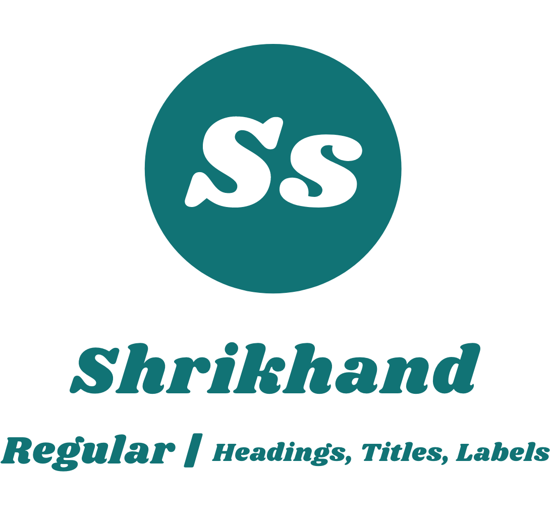 Typeface Shrikhand used in headings, titles and labels